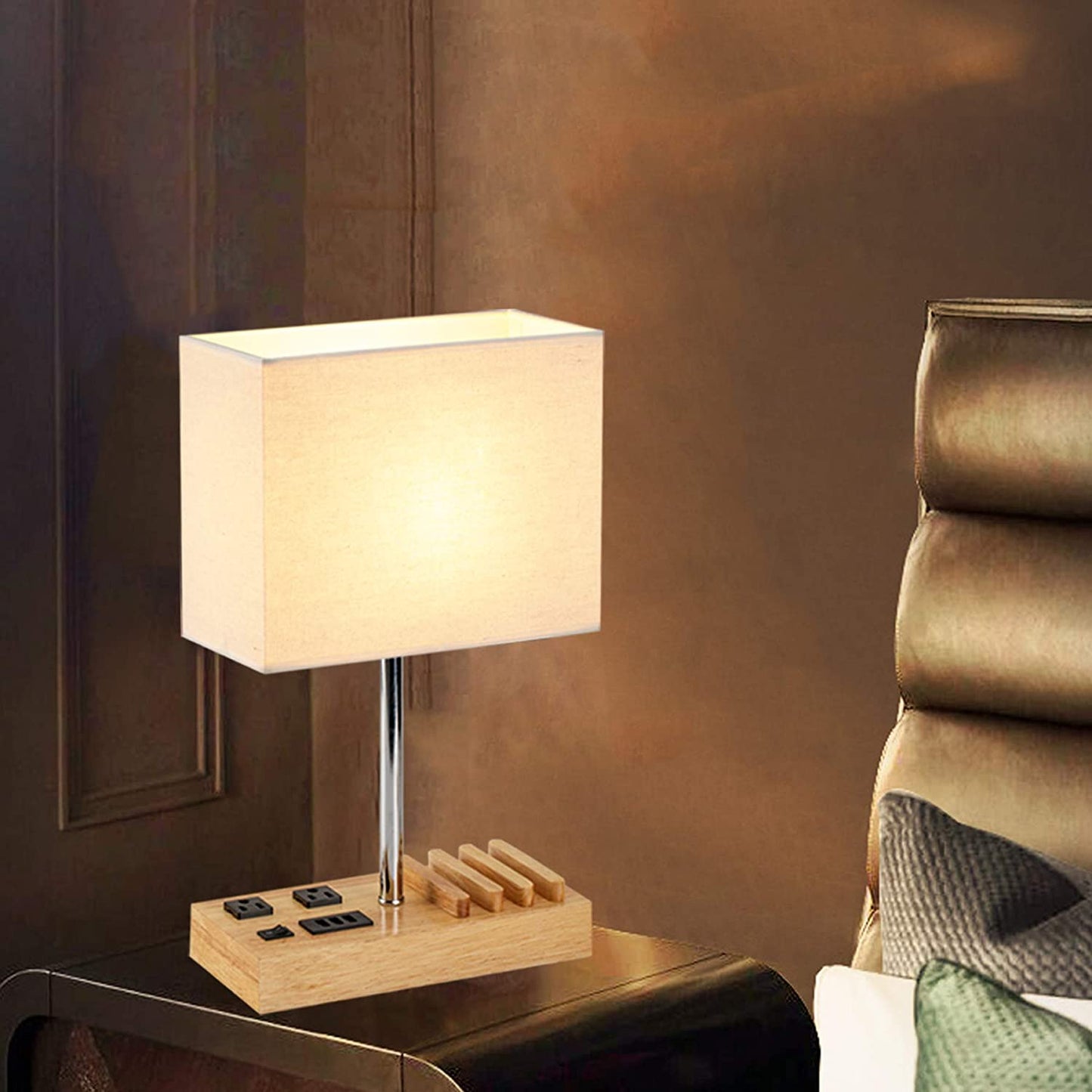 Table Lamp with 3 USB Charging Ports