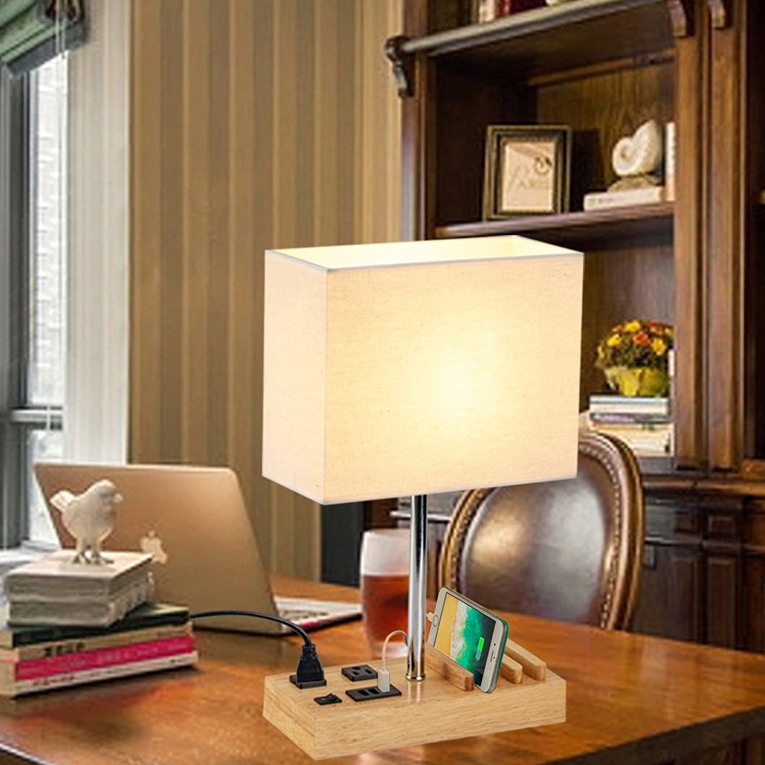 Table Lamp with 3 USB Charging Ports