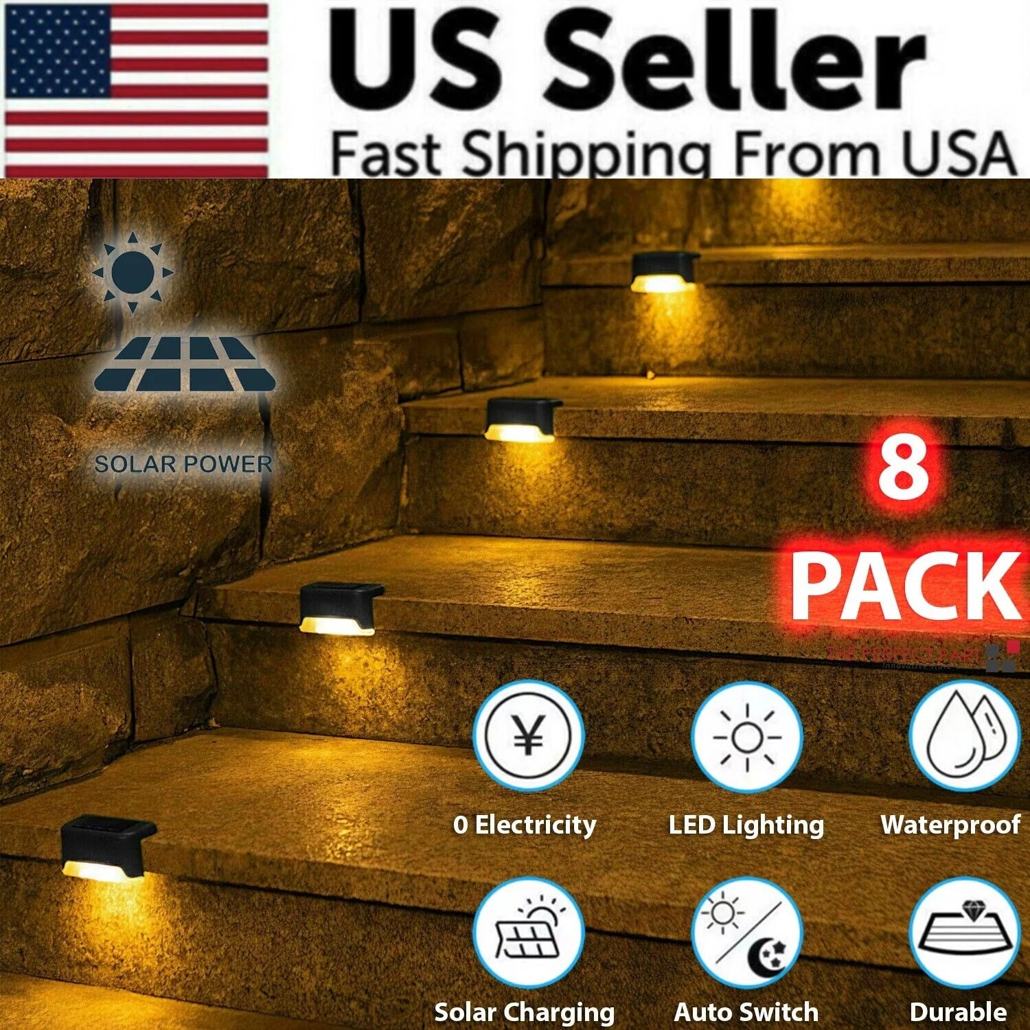 8 Pack  Outdoor Waterproof LED Steps Lamps 