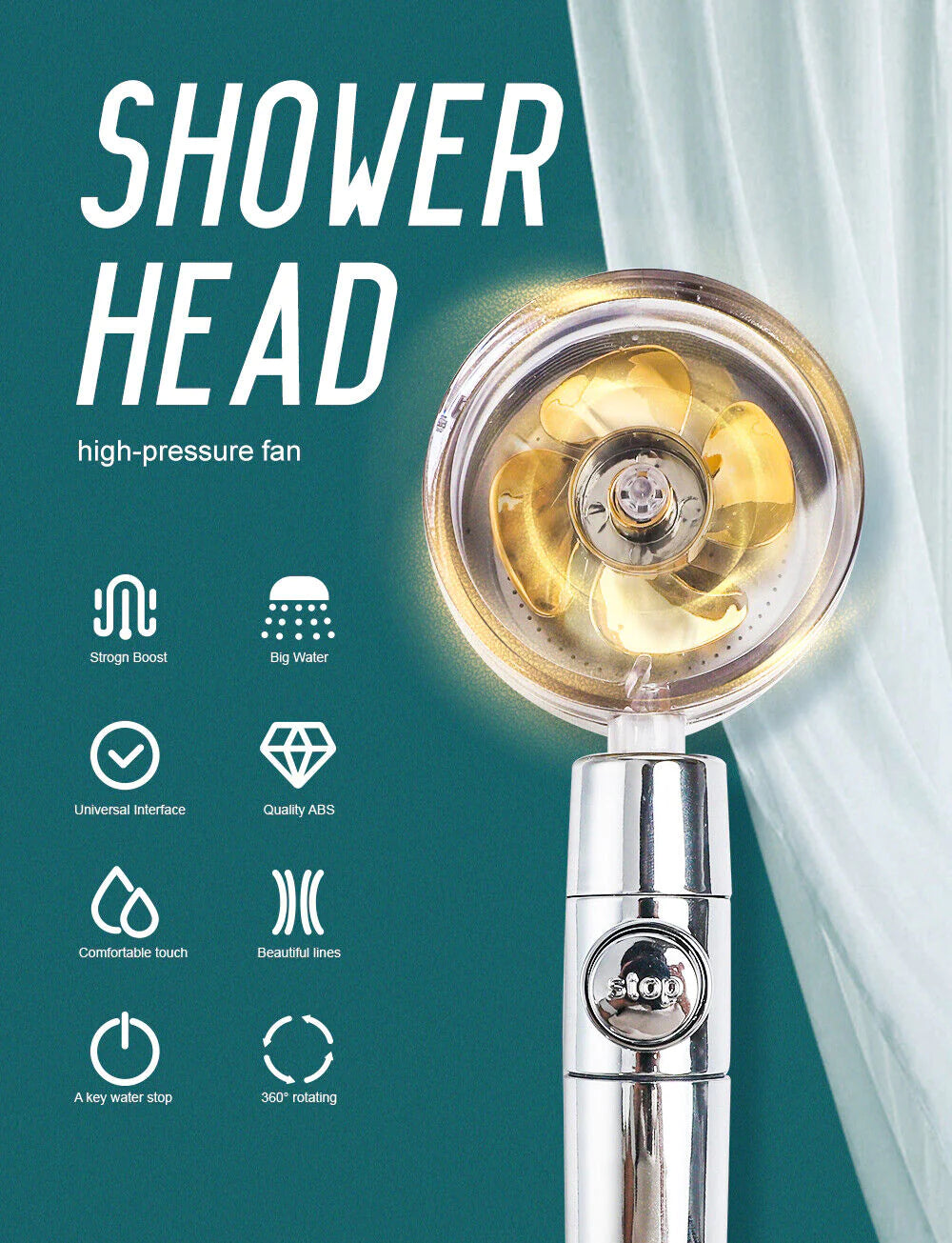  Shower Head with Adjustable 360° Rotation 